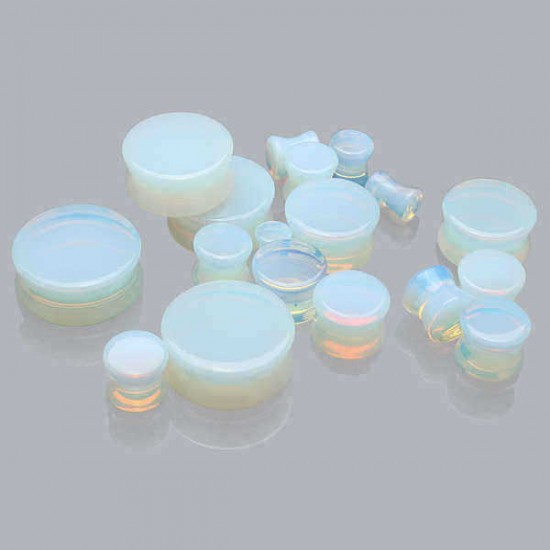 5mm-25mm 1 Pair Opal Flesh Tunnels Ear Gauges Plugs Stretching Expander