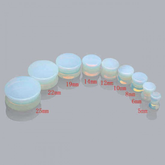 5mm-25mm 1 Pair Opal Flesh Tunnels Ear Gauges Plugs Stretching Expander