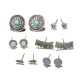 6 Pairs Retro Ear Stub Earring Set Vintage Carved Diamond Flower Earring For Women
