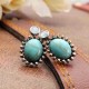 6 Pairs of Turquoise Ear Stud Alloy Rhinestones Earrings Set