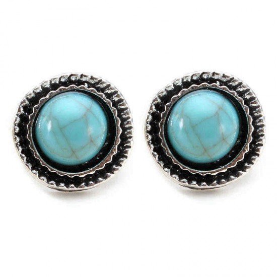 6 Pairs of Turquoise Triangle Shell Ellipse Ear Stud Alloy Earrings Set