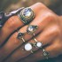 6 Pcs Vintage Gold Knuckle Ring Set Cobblestone Geometric Finger Rings Fashion Jewelry for Women