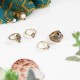 6 Pcs Vintage Gold Knuckle Ring Set Cobblestone Geometric Finger Rings Fashion Jewelry for Women