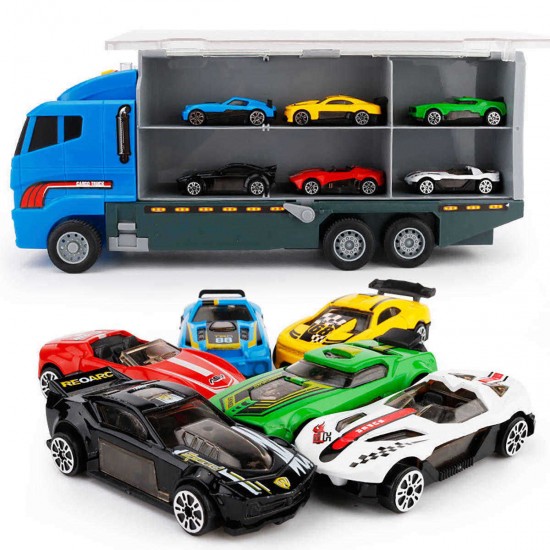 6/12 PCS 11 In 1 Diecast Construction Truck Vehicle Car Model Toy Set Play Vehicles in Carrier Truck