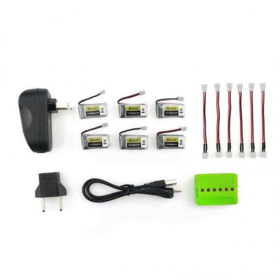 6PCS 3.7V 260MAH 45C LIPO Battery Charger Set for Eachine E010 E010C E011 E011C E013 JJRC H67