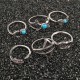 6Pcs Vintage Exaggerated Geometric Turquoise Moon Arrow Ring