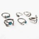 6Pcs Vintage Exaggerated Geometric Turquoise Moon Arrow Ring