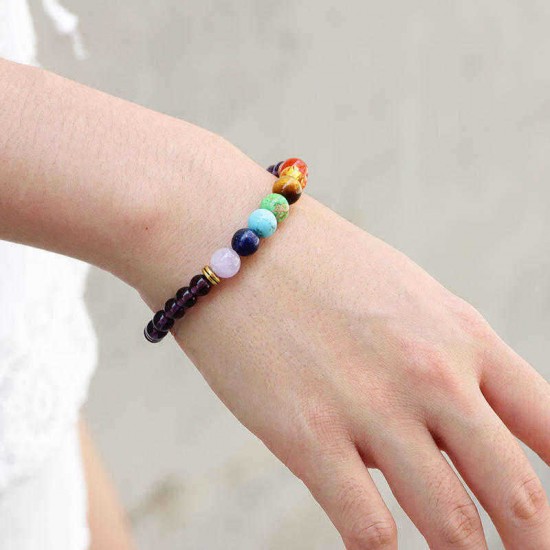 6mm Amethyst Agate Colorful Beads Elastic Bracelet for Women Christmas Gift