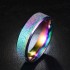 6mm Trendy Stainless Steel Magic Frosted Rainbow Color Black Couple Ring