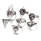 7 Pcs Purple Crystal Trendy Ring Set Hollow Flower Knuckle Ring Jewelry Gift for Women