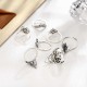 7 Pcs Purple Crystal Trendy Ring Set Hollow Flower Knuckle Ring Jewelry Gift for Women