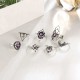 7 Pcs Purple Crystal Trendy Ring Set Hollow Flower Knuckle Ring Jewelry Gift for Women