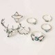 7Pcs Bohemia Vintage Christmas Deer Elk Turquoise Ring Knuckle Rings