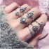 7Pcs Retro Ethnic Style Openwork Gem Joint Ring