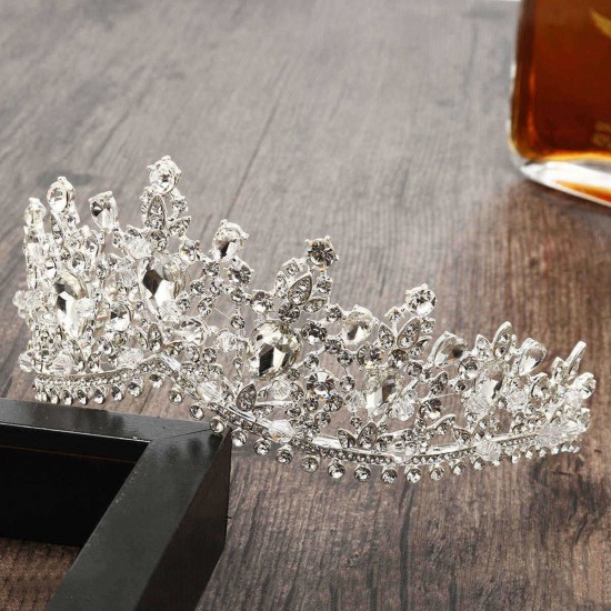 7cm High Large Adult Drip Crystal Wedding Bridal Party Pageant Prom Tiara Crown Hair Accessories