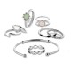 8 Pcs of Gold Silver Plated Crystal Rings Women Bracelets Jewelry Set