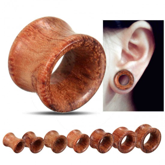 8mm-20mm 1pc Wooden Tunnels Ear Gauges Plugs Hollow Expander