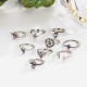 9 Pcs Vintage Statement Ring Set Helm Leaf Knuckle Rings Bohemian Jewelry for Women