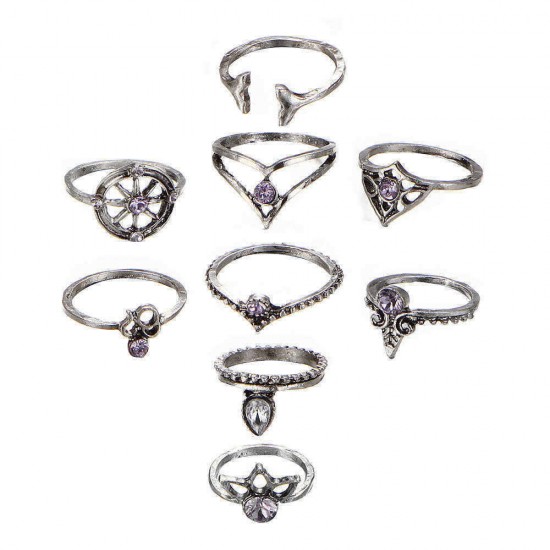9 Pcs Vintage Statement Ring Set Helm Leaf Knuckle Rings Bohemian Jewelry for Women