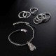 9 Pcs of Gold Silver Plated Rings Women Tassels Bracelets Jewelry Set