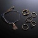 9 Pcs of Gold Silver Plated Rings Women Tassels Bracelets Jewelry Set