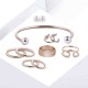 9 Pcs of Trendy Rings Artificial Pearl Earrings Bracelet Women Jewelry Set