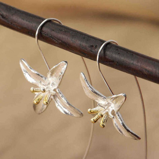 925 Silver Earrings Tassel Flowers Elegant Earrings