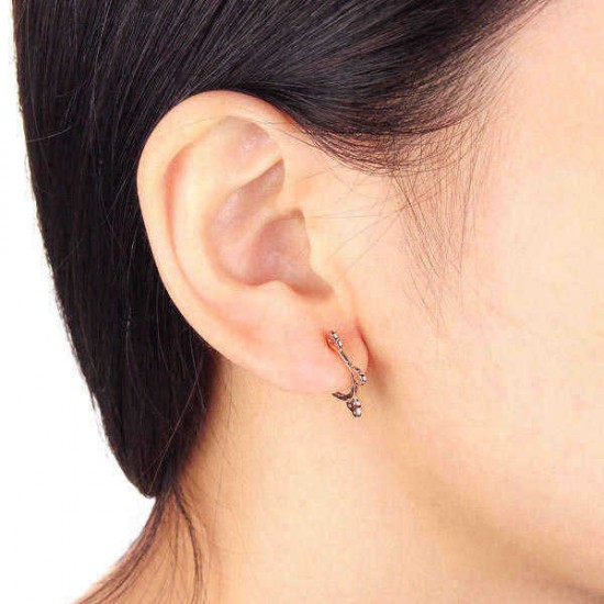 925 Silver Flower Zircon Crystal Hoop Earrings Women Jewelry