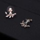 925 Silver Needle Leaves Cubic Zircon Crystal Stud Earrings For Women