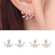 925 Silver Needle Leaves Cubic Zircon Crystal Stud Earrings For Women