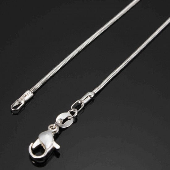 925 Silver Plated 1MM Snake Simple Chain Necklace 16 18 20 22 24 inch