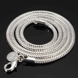 925 Silver Plated 3MM Simple Snake Unisex DIY Necklace Chain