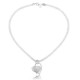 925 Silver Plated Inlaid Heart Pendant Net Chain Necklace For Women