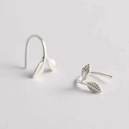 925 Sterling Silver Earrings Stylish Silver Leaf Ear Drop Lovely Earring Gift for Women