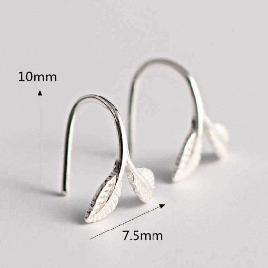 925 Sterling Silver Earrings Stylish Silver Leaf Ear Drop Lovely Earring Gift for Women