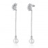 925 Sterling Silver Earrings Zircon Leaf Pearl Tassel Dangle Earring for Women