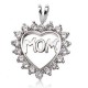 925 Sterling Silver Mom Rhinestone Hollow Heart Necklace Pendant