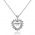 925 Sterling Silver Mom Rhinestone Hollow Heart Necklace Pendant