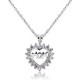 925 Sterling Silver Mom Rhinestone Hollow Heart Necklace Pendant