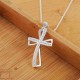 925 Sterling Silver Plated Women Cross Necklace Crystal Chain Jewelry