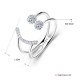 925 Sterling Silver Ring Geometric Zircon Open Ring Fashion Smiling Face Silver Ring for Women