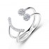 925 Sterling Silver Ring Geometric Zircon Open Ring Fashion Smiling Face Silver Ring for Women