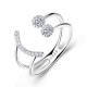 925 Sterling Silver Ring Geometric Zircon Open Ring Fashion Smiling Face Silver Ring for Women