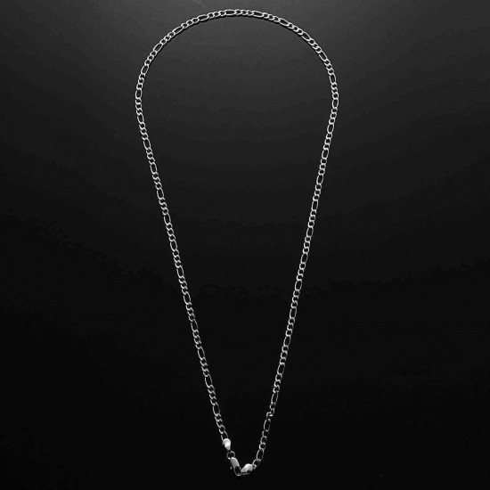 925 Sterling Silver Stamp Figaro Chain Necklace 16 18 20 22 24 26 28 30 Inch