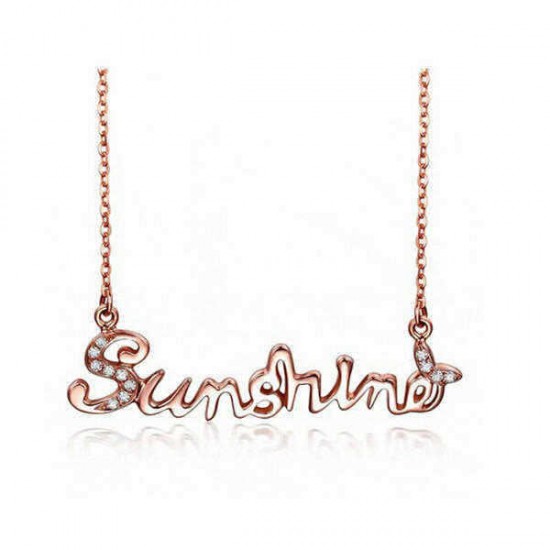 925 Sterling Silver Sunshine Letter Word Women Necklace Chain Jewelry