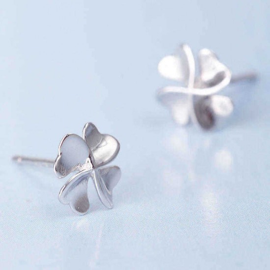 925 Sterling Silver Sweet Lucky Flower Earrings For Women