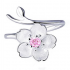 925 Sterling Silver Women Ring Purple Rhinestone Flower Charm Adjustable Open Ring for Women