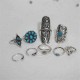 9PCS Boho Style Silver Vintage Ring Women Geometry Finger Ring Set