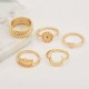 9Pcs Bohemian Ring Set Vintage Moon Heart Flower Crown Silver Gold Knuckle Rings Gift for Women