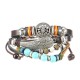 Adjustable Black Braided Leather Bracelet Multilayer Weave Bracelets Wing Turquoise Beads Bracelet